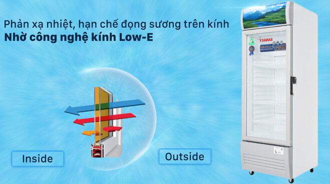 Cánh cửa tủ bằng kính cường lực 2 lớp trong suốt và hệ thống sưởi chống sương mù