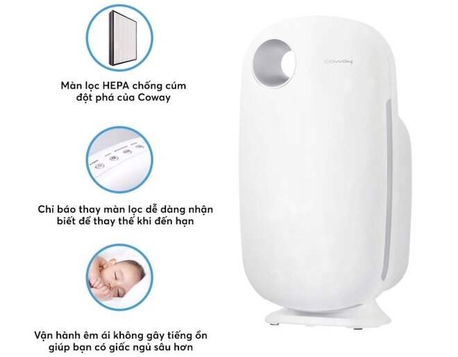 Máy lọc không khí Coway ap-0509dh với 3 màng lọc “siêu” bảo vệ