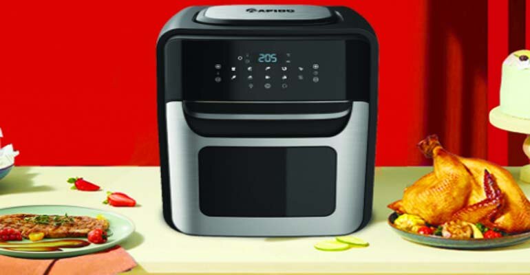Nồi chiên Rapido RAF-12D thiết kế cửa kính giúp bạn dễ dàng quan sát thức ăn bên trong dễ dàng nồi chiên không dầu Rapido RAF-12D