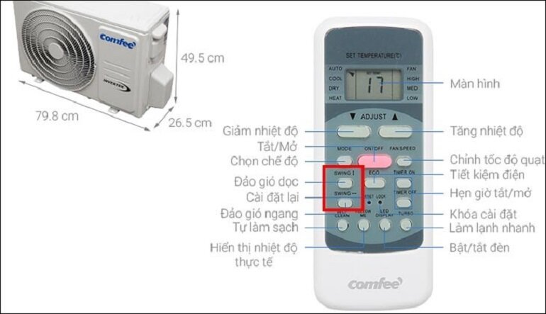 cách sử dụng điều khiển điều hòa Comfee