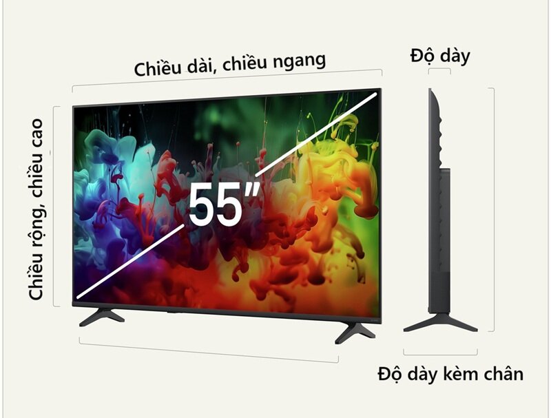 Tivi 55 inch kích thước dài rộng bao nhiêu? Top 4 mẫu giá rẻ 5 triệu đáng mua năm 2026
