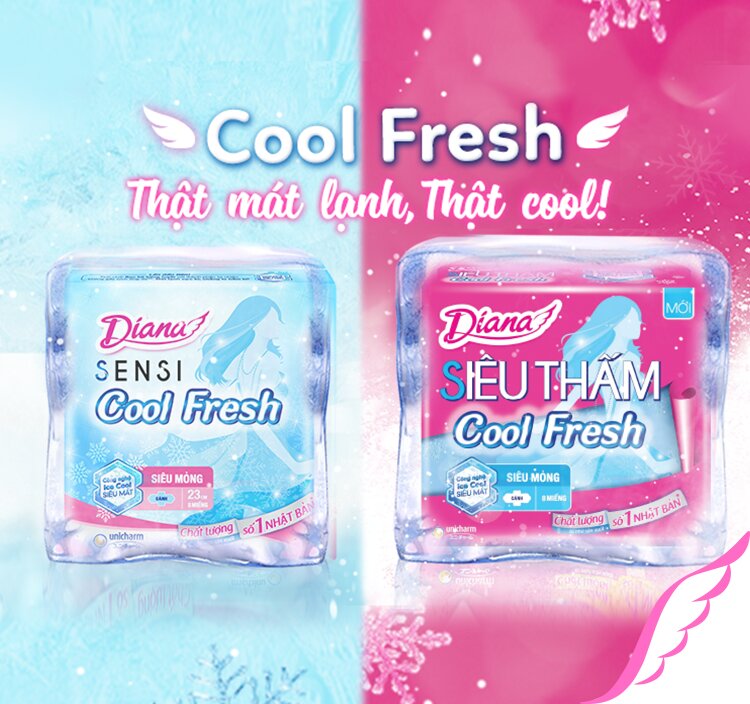 Băng vệ sinh Diana Sensi Cool Fresh mát lạnh thấm hút tốt 