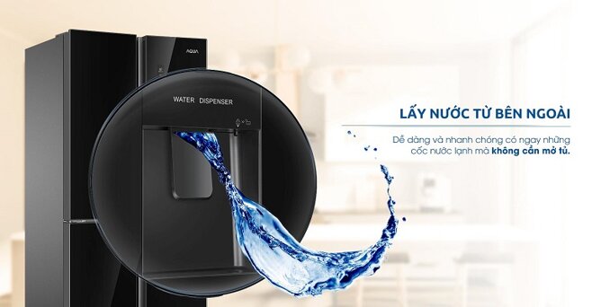 tủ lạnh Aqua 4 cánh lấy nước ngoài AQR-IGW525EM GB