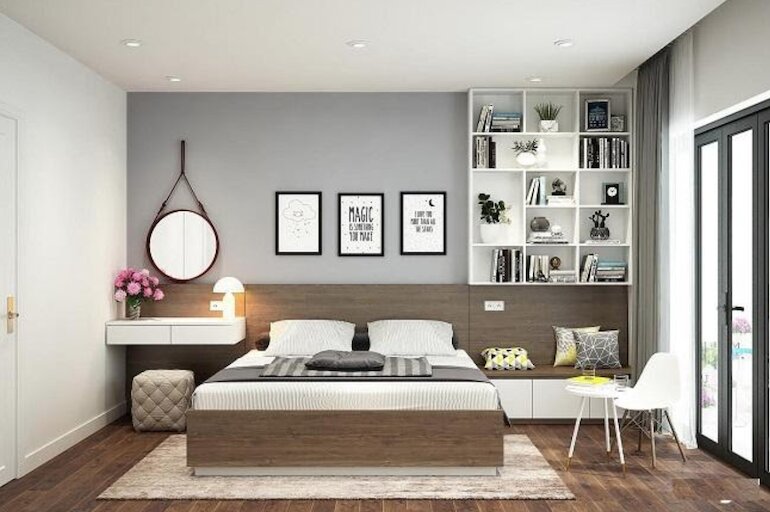Với thiết kế nội thất phòng ngủ hiện đại đơn giản, giấc ngủ của bạn sẽ trở nên trọn vẹn hơn bao giờ hết. Không gian phòng ngủ được thiết kế thông minh với sự kết hợp giữa tông màu trung tính và các họa tiết nhẹ nhàng, giúp bạn thư giãn và thức dậy trong một không gian đẹp và hoàn hảo.