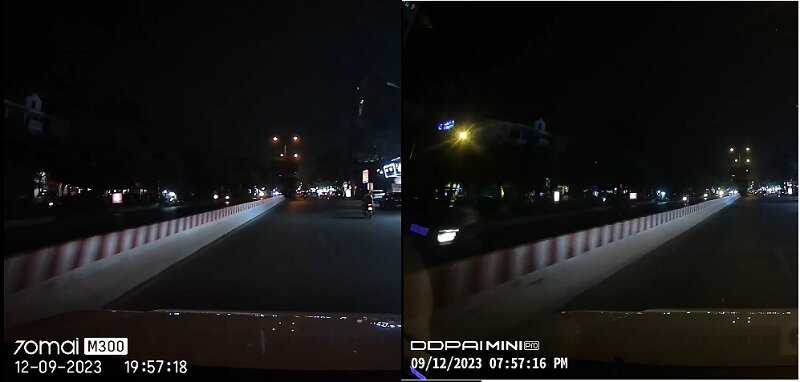 So sánh chất lượng ghi hình camera hành trình 70mai M300 và DDPAI Mini Pro trong điều kiện ban đêm