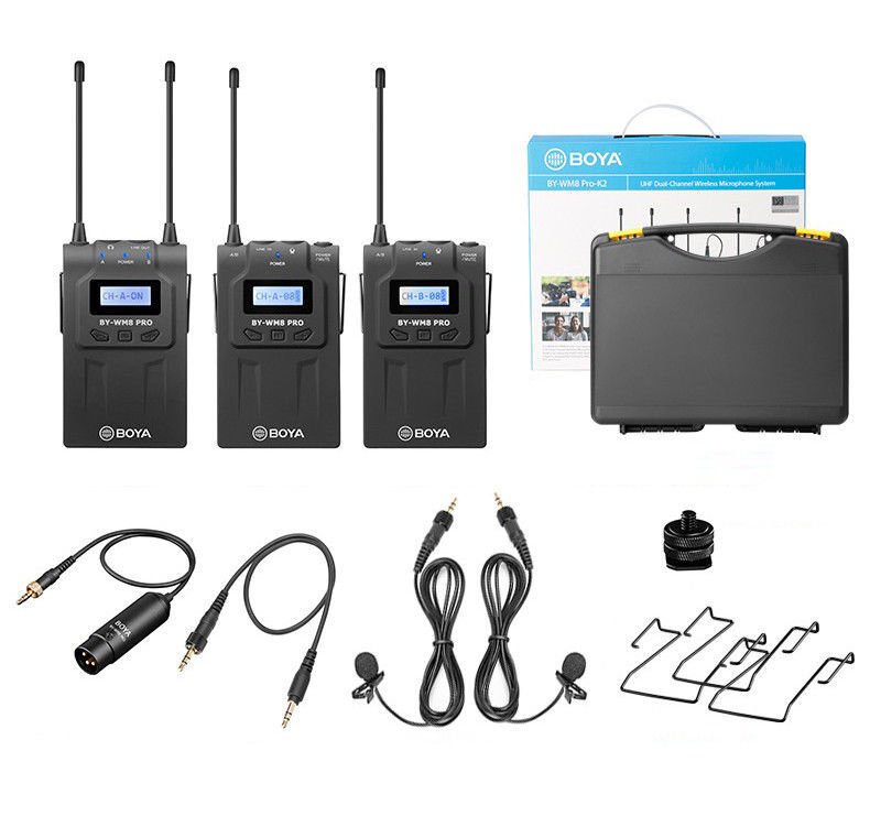 Micro thu âm UHF Wireless Boya BY-WM8 với thiết kế gồm 3 bộ phận chính