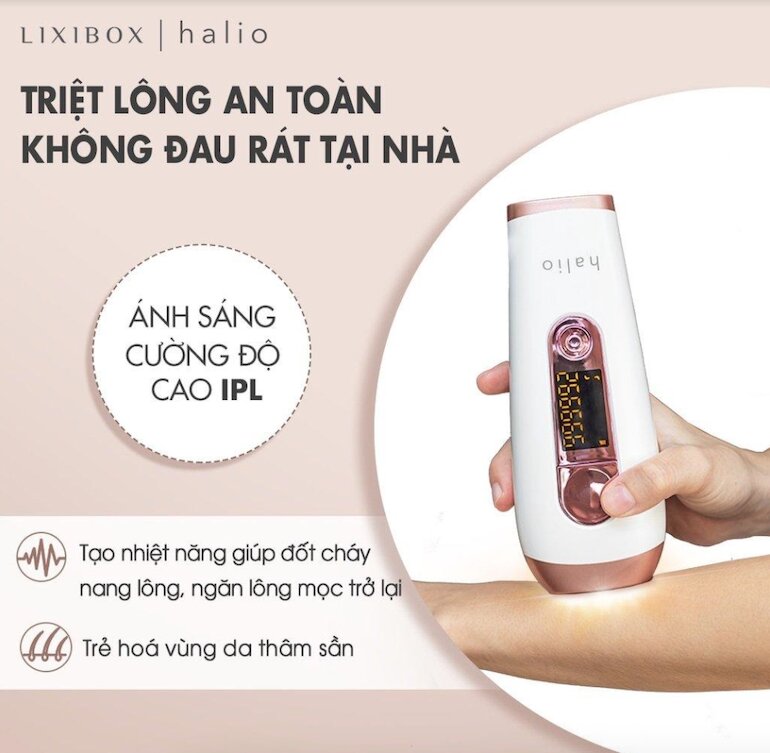 Máy triệt lông cá nhân Halio IPL Hair Removal Device với công nghệ tiên tiến sử dụng ánh sáng IPL hiệu quả nhanh chóng, lâu dài.