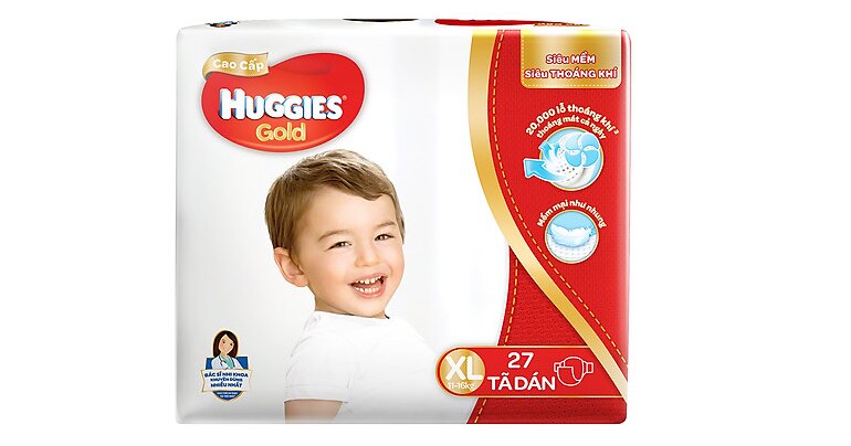 Tã dán Huggies Gold XL dành cho trẻ mấy cân?