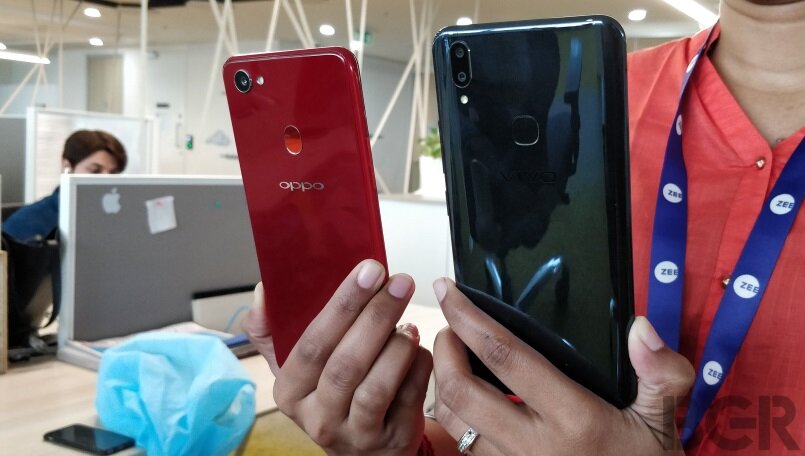 Vivo V9 và Oppo F7 nhìn từ phía sau