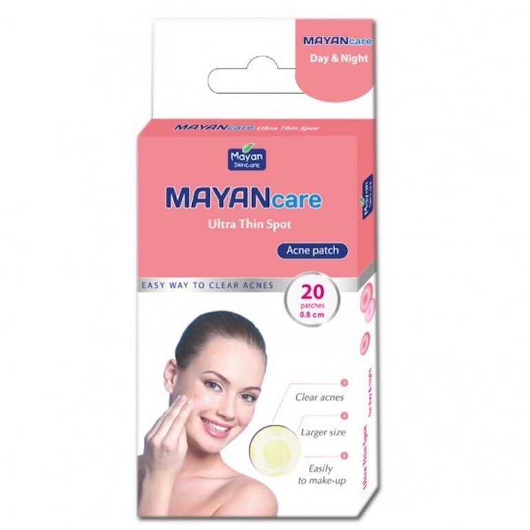 Miếng dán mụn Mayan Care giúp làm se cồi mụn và gom nhân mụn nhanh chóng.