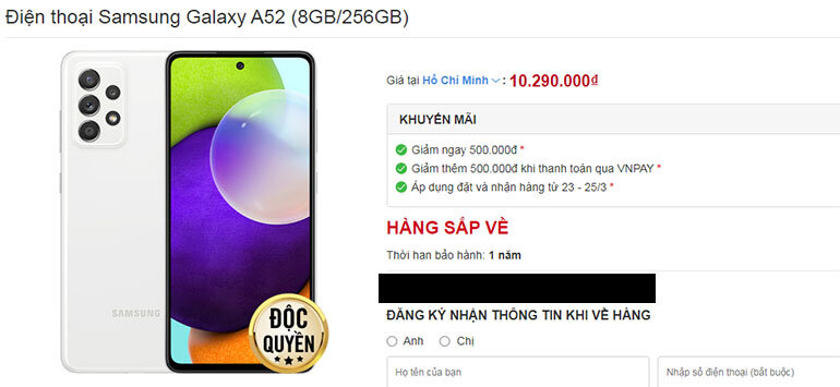 galaxy a52 giá bao nhiêu