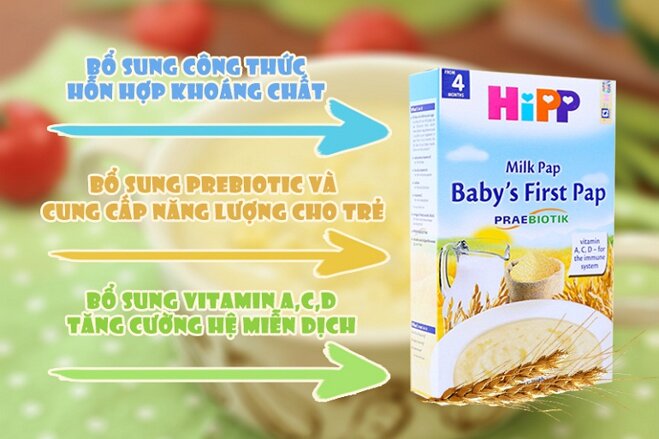 Bột ăn dặm Hipp chứa đầy đủ các thành phần dinh dưỡng cần thiết cho bé phát triển khỏe mạnh