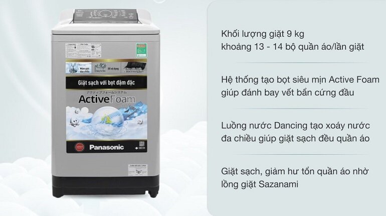 Review máy giặt lồng đứng Panasonic 9 kg NA-F90A4GRV