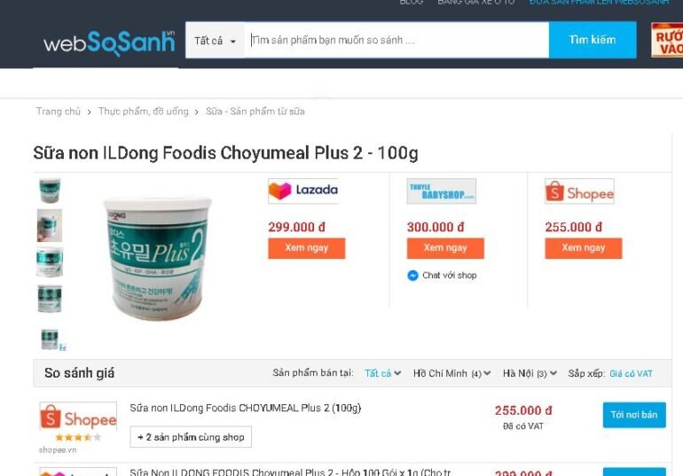 Giá sữa non Hàn Quốc Ildong số 2 trên thị trường bao nhiêu tiền