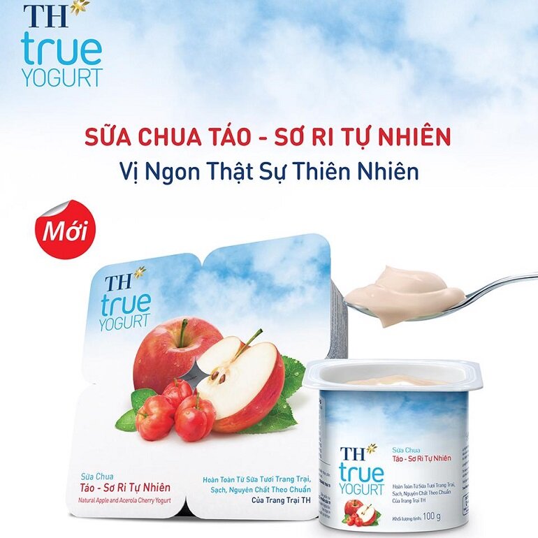 Sữa chua TH true Yogurt táo - sơ ri mới