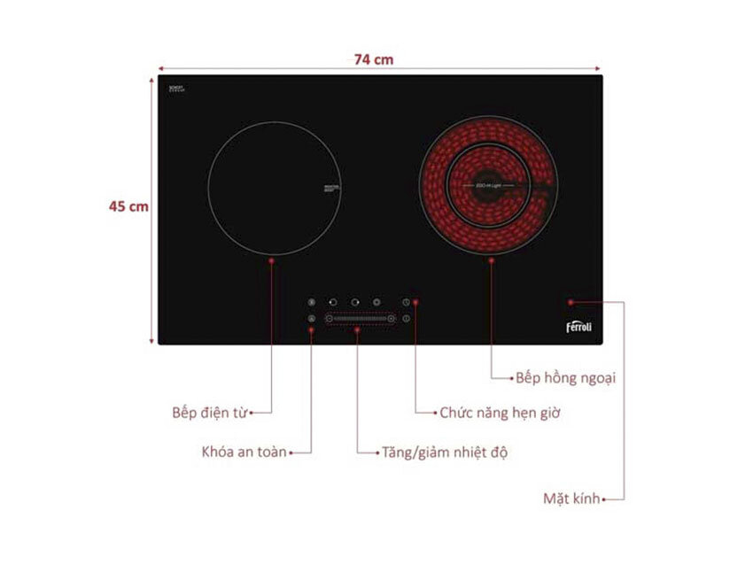 Bếp từ và hồng ngoại Ferroli IC4200BN 4500W 