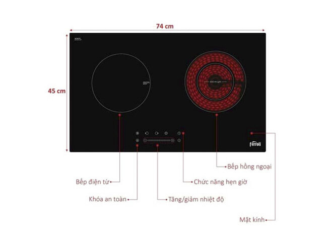 Bếp từ và hồng ngoại Ferroli IC4200BN 4500W 