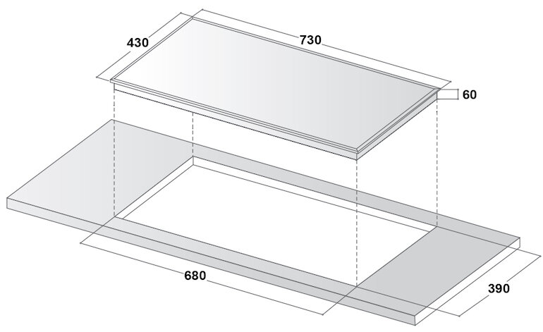 Kích thước của bếp từ Canzy cz 6868 plus 