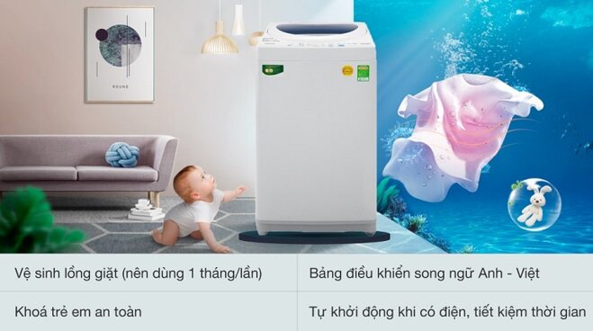 Tiện ích trên máy giặt Toshiba lồng đứng 7 kg AW-A800SV