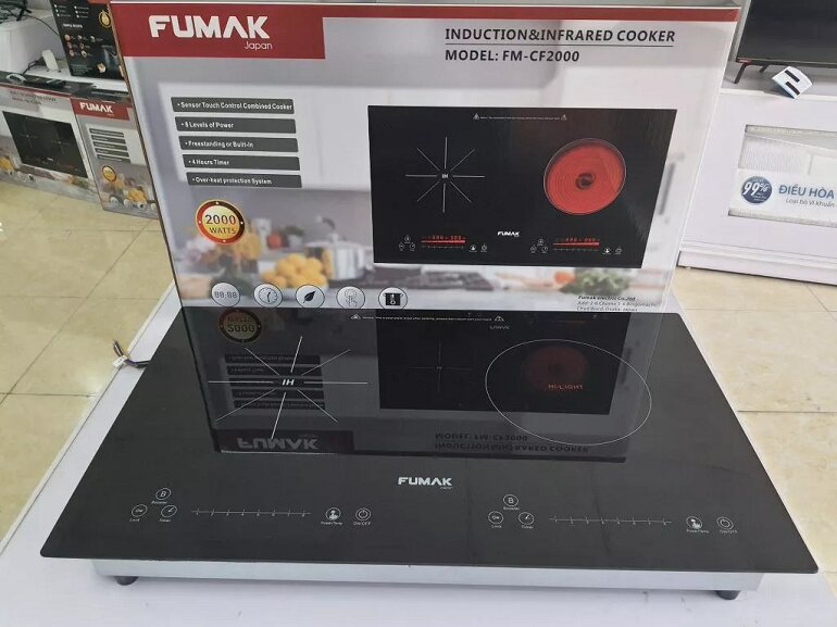 Kích thước của bếp từ hồng ngoại âm 2 vùng nấu Fumak FM-CF2000 khá phổ biến
