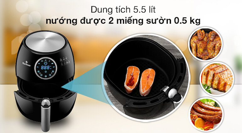 Bluestone afb-5873 hoạt động với công suất lên đến 1800W giúp chiên thực phẩm nhanh chóng.