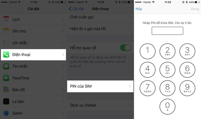 Mở mã pin sim Viettel cho iPhone