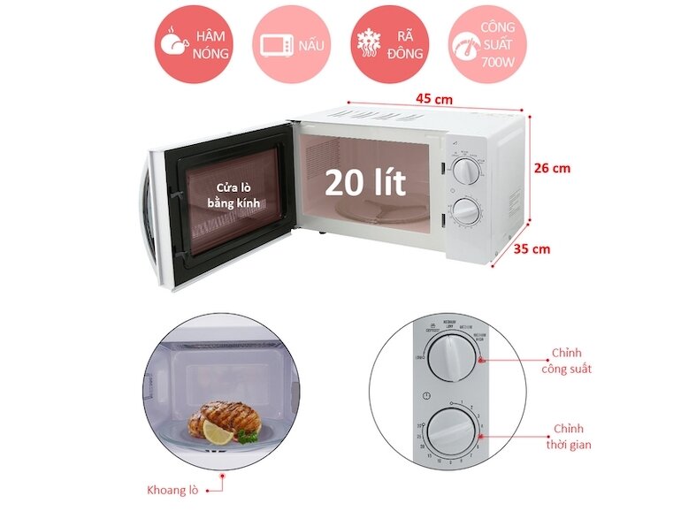 Những tính năng nổi bật của lò vi sóng Electrolux emm2023mw