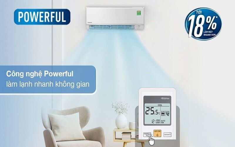 điều hòa Panasonic Inverter 1 HP CU/CS-PU9ZKH-8M làm lạnh gần như ngay tức thì