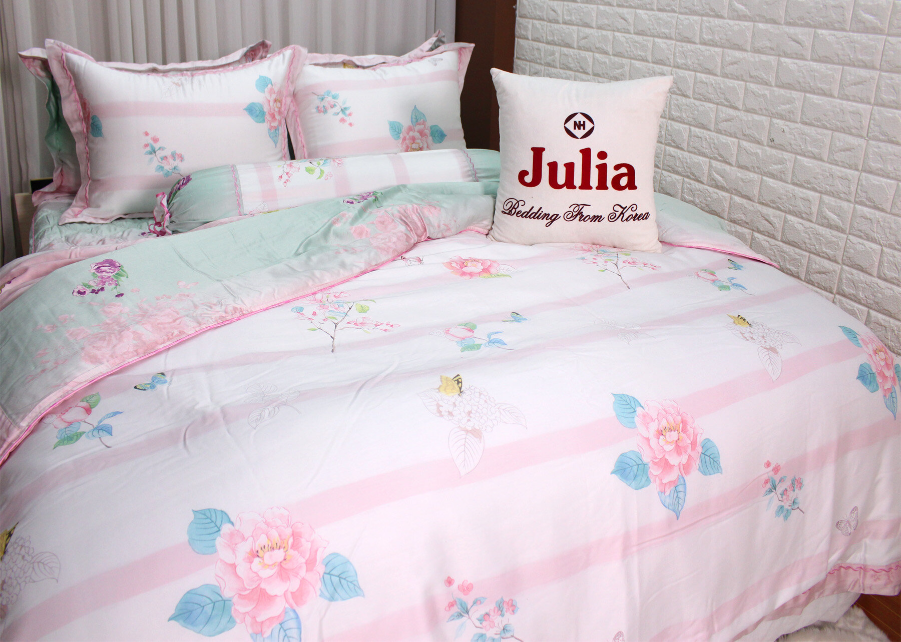 Bộ chăn ga gối 100% cotton sợi bông Hàn Quốc Julia