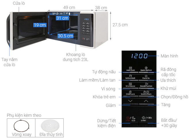 Lò vi sóng Samsung MS23K3513AS/SV-N