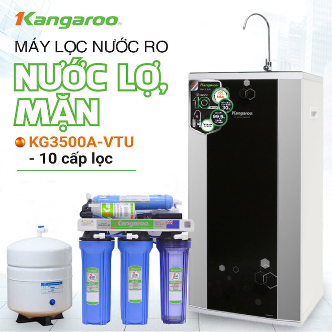 Máy lọc nước RO nước mặn, nước lợ Kangaroo KG 3500 TU 10 lõi