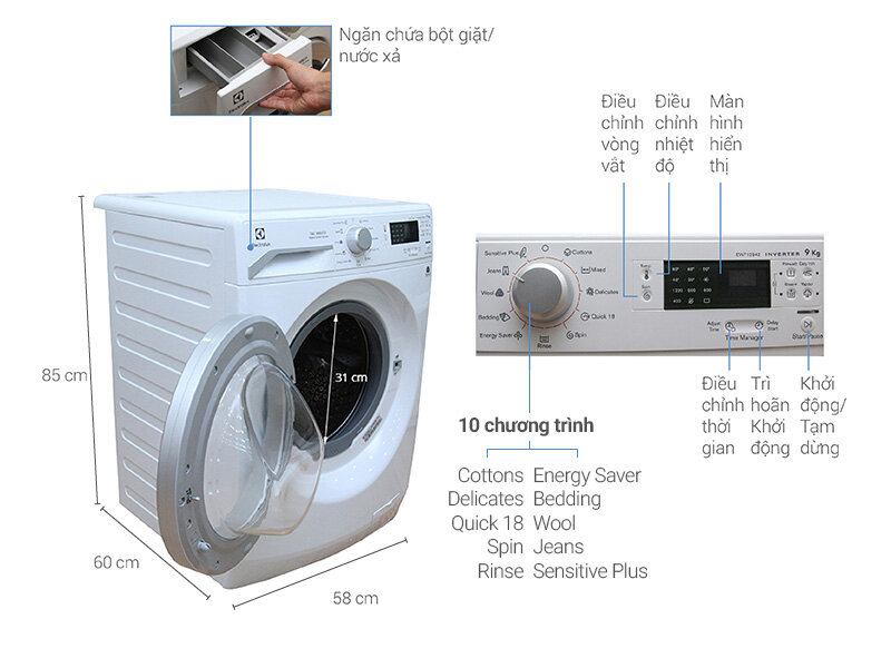 máy giặt Electrolux 9kg loại nào tốt