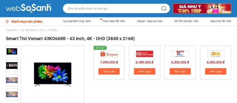 Giá tivi Vsmart 43 KD6600 bao nhiêu tiền?