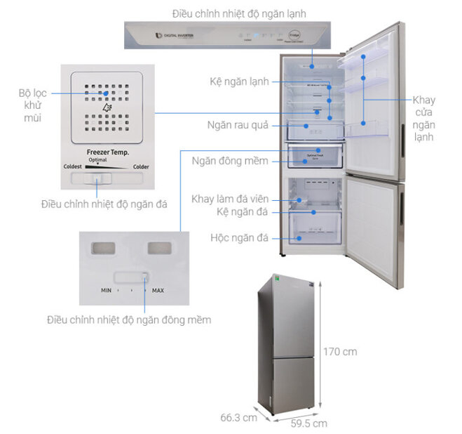 Tủ lạnh Samsung Inverter 310 lít RB30N4010S8/SV - Giá tham khảo: 11.5 triệu vnd