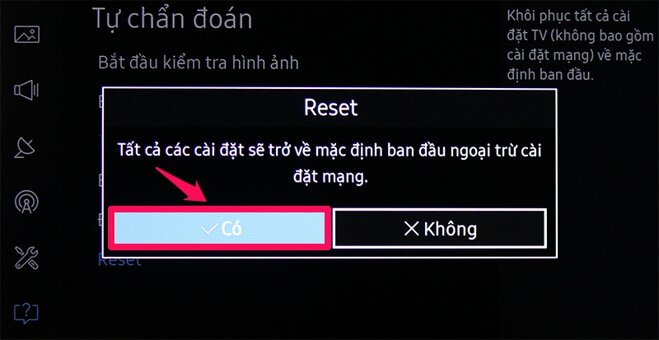 Khôc phục cài đặt gốc tivi Samsung