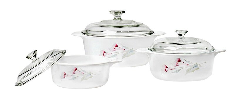 Bộ 3 nồi thuỷ tinh tròn Corningware P-360-LV