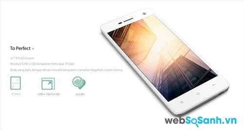 OPPO trang bị cho smartphone Mirror 3 màn hình IPS 4,7 inch, độ phân giải HD 720 × 1280 pixel