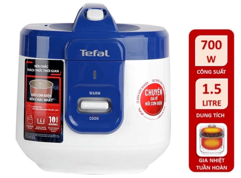 Nồi cơm điện Tefal RK361168 hoạt động với công suất mạnh mẽ lên đến 700W giúp cơm được nấu nhanh hơn.