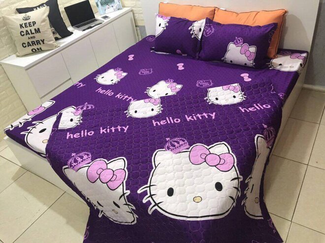 Chăn ga gối Hanja hình Hello Kitty cho bé