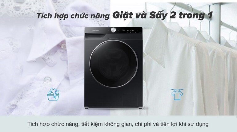 Tích hợp chức năng giặt và sấy trên cùng 1 máy giặt Samsug