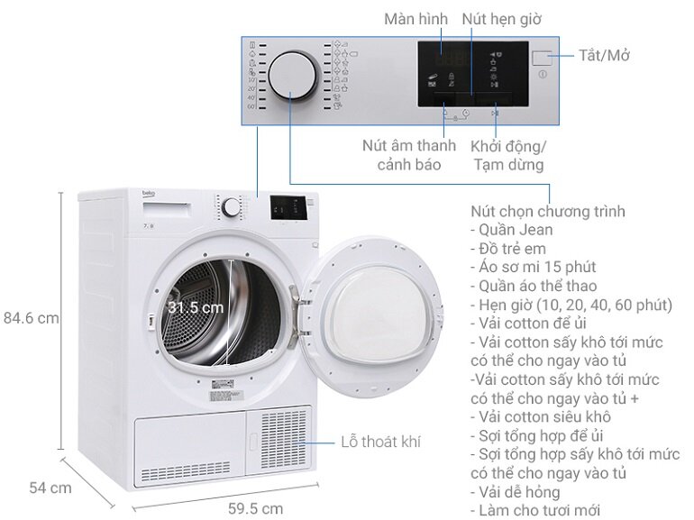 Máy sấy quần áo Beko DU7133GAO