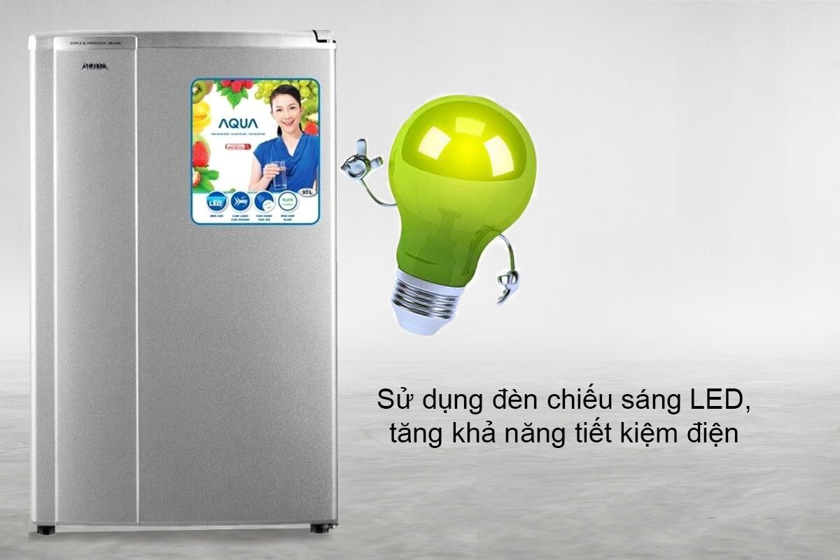 Tủ lạnh Aqua giúp tiết kiệm điện với đèn LED chiếu sáng.