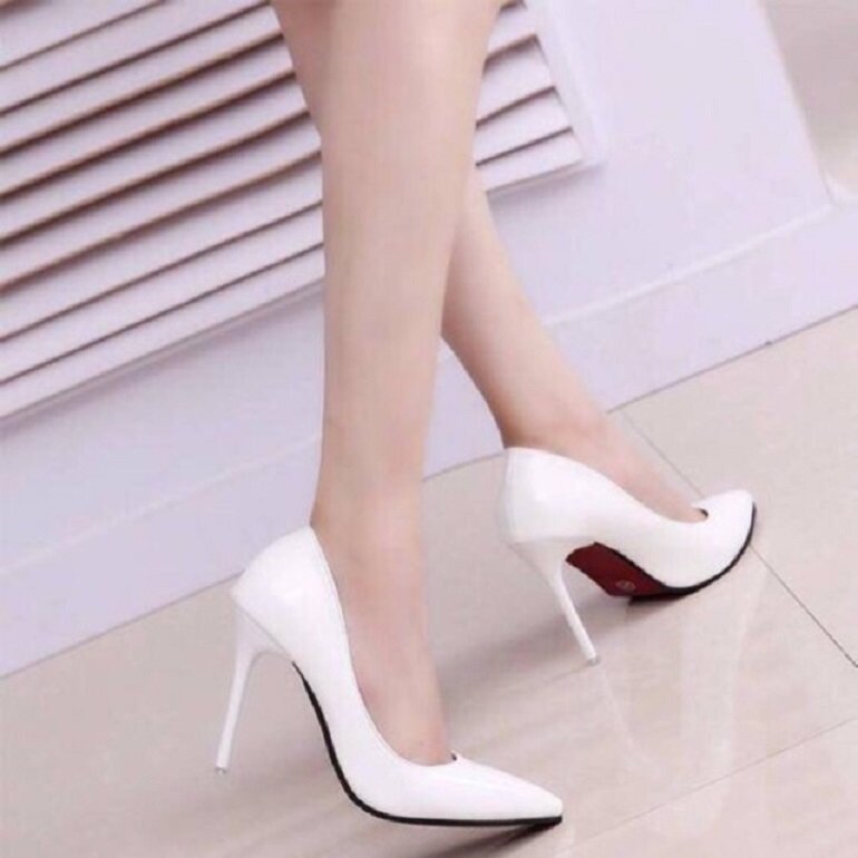 giày cao gót trắng 12cm