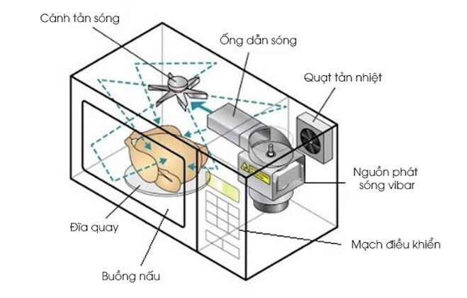 Thức ăn được chế biến từ lò vi sóng sẽ được làm chín từ trong ra ngoài.