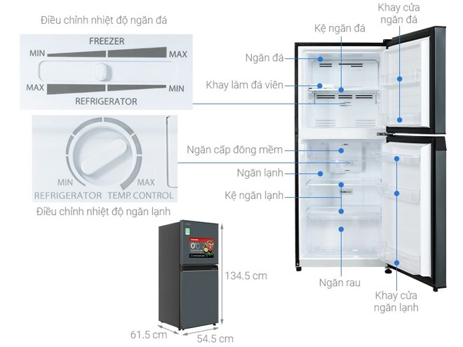 Tủ lạnh Toshiba Inverter 194 lít GR-RT252WE-PMV(52)