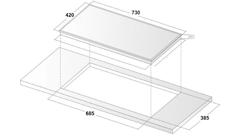 Kích thước bếp từ đôi Binova Bi-1102Plus