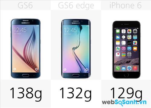Trọng lượng của Galaxy S6, Galaxy S6 edge, iPhone 6