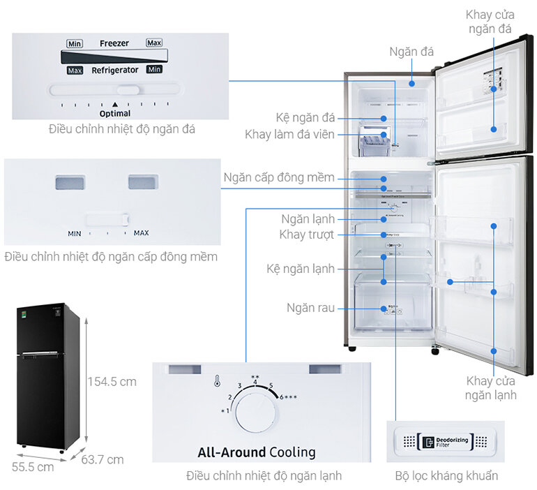 Tủ lạnh Samsung RT22M4032BU 236l lít