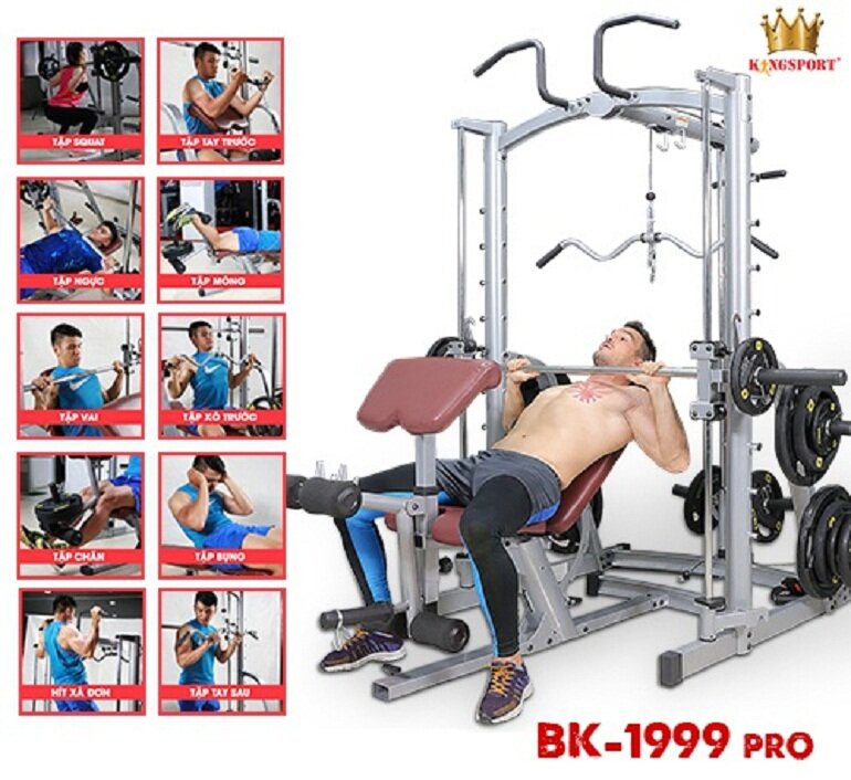 Giàn tạ Kingsport BK-1999 PRO hỗ trợ 15 bài tập khác nhau