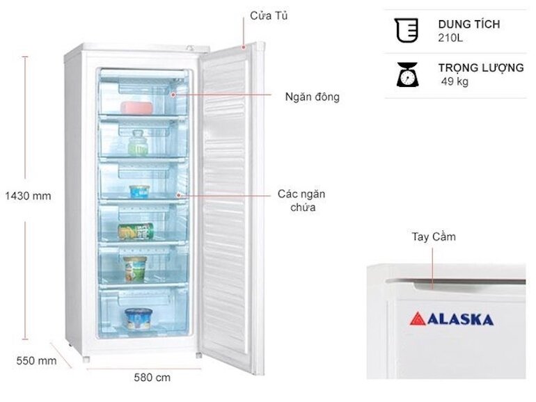 Tủ đông đứng Alaska IF-21 (210L)